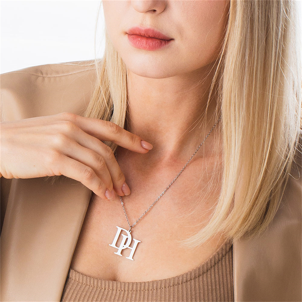 Birth Flower Necklace - Couples Custom Initial Letter Necklace Personalized