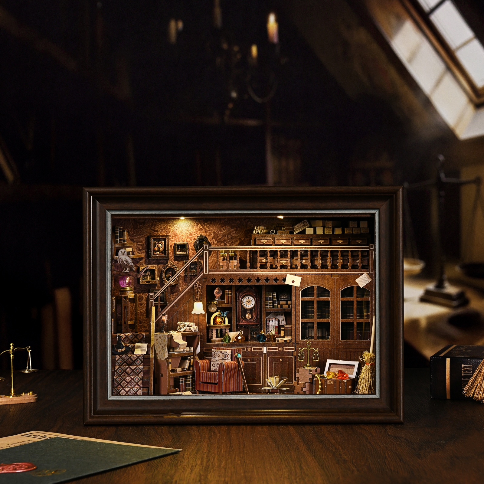 Book Nook Kit Secret Attic DIY - огляд і ціна Engraved Wood Frame