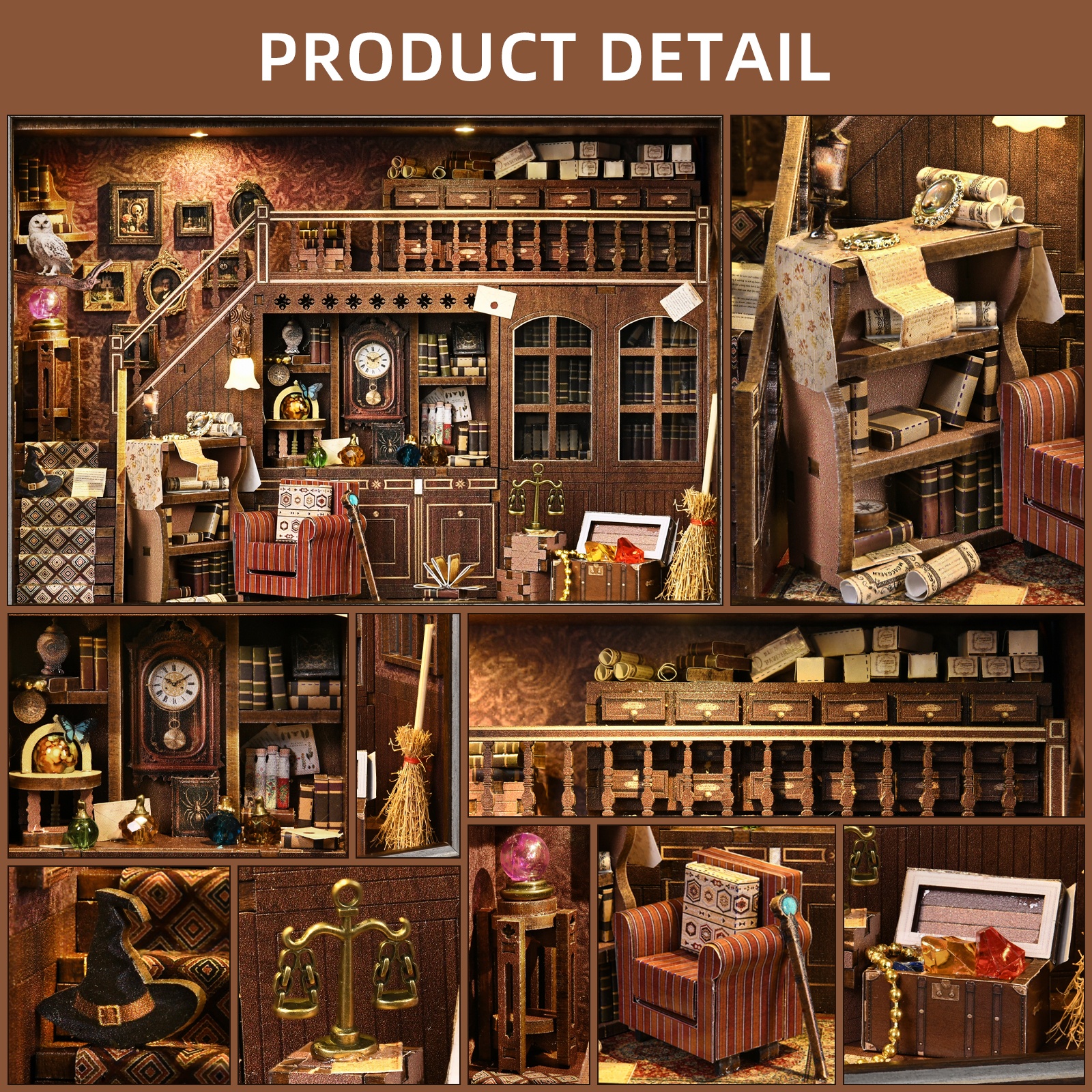 Book Nook Kit Secret Attic DIY - огляд і ціна Engraved Wood Frame