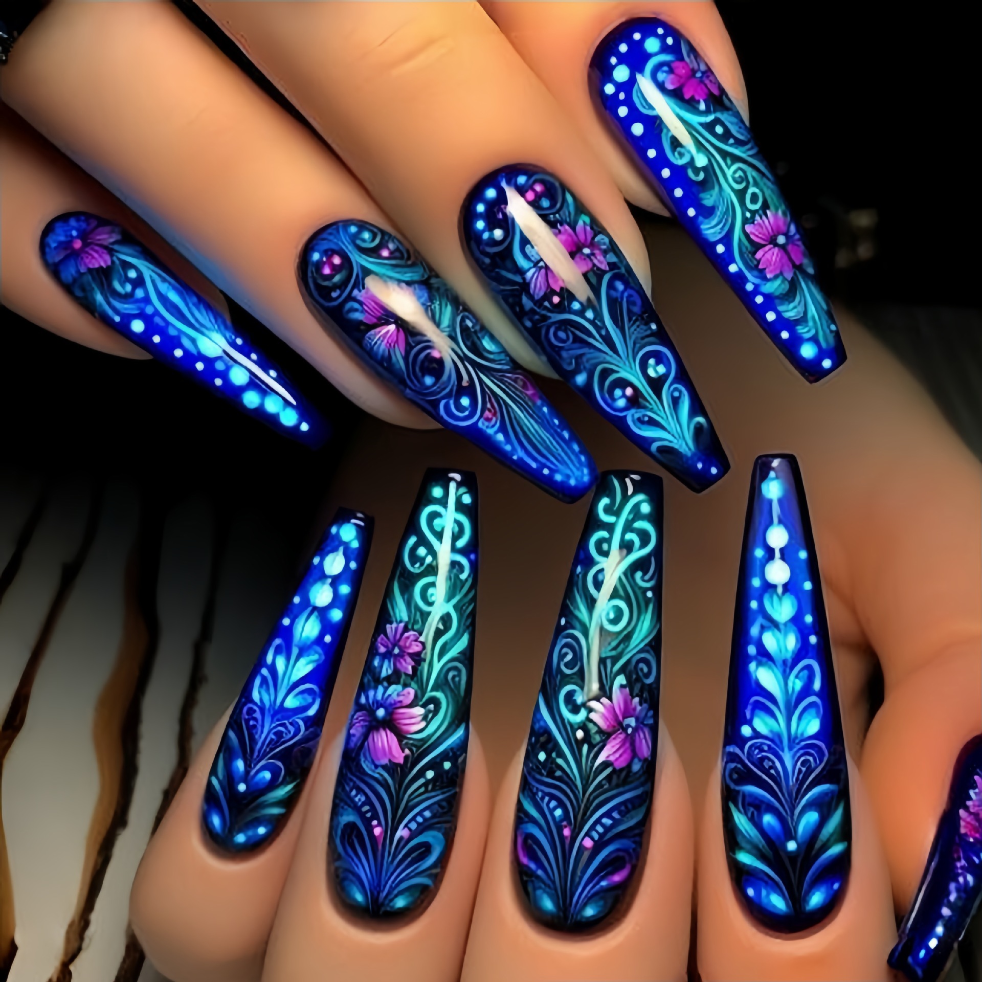 24pcs/set Medium long fake nai - огляд і ціна Pressed Flower Art