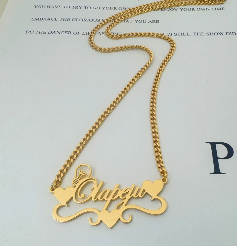 Handcrafted Gold Color Name Ne - огляд і ціна Name Necklace Custom