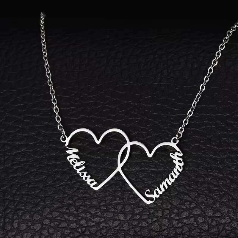 Custom Interlocking Heart Name - огляд і ціна Name Necklace Custom