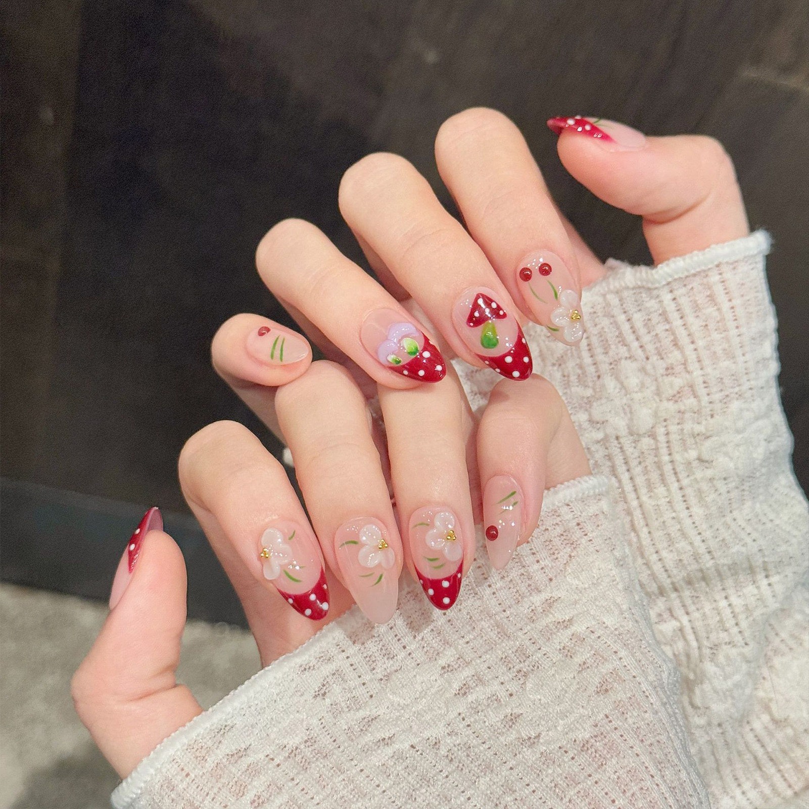10Pcs Red White Polka Dot Desi - огляд і ціна Pressed Flower Art