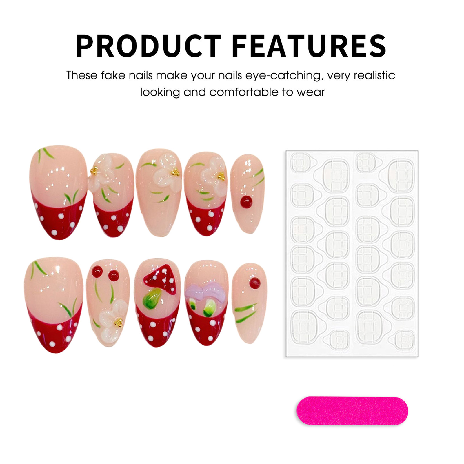 10Pcs Red White Polka Dot Desi - огляд і ціна Pressed Flower Art