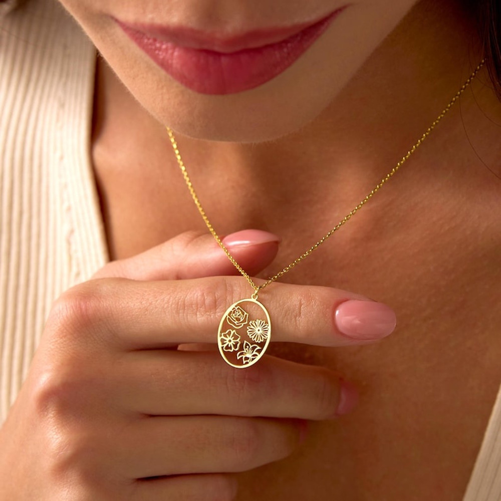 Custom Birth Flower Necklace P - огляд і ціна Birth Flower Necklace