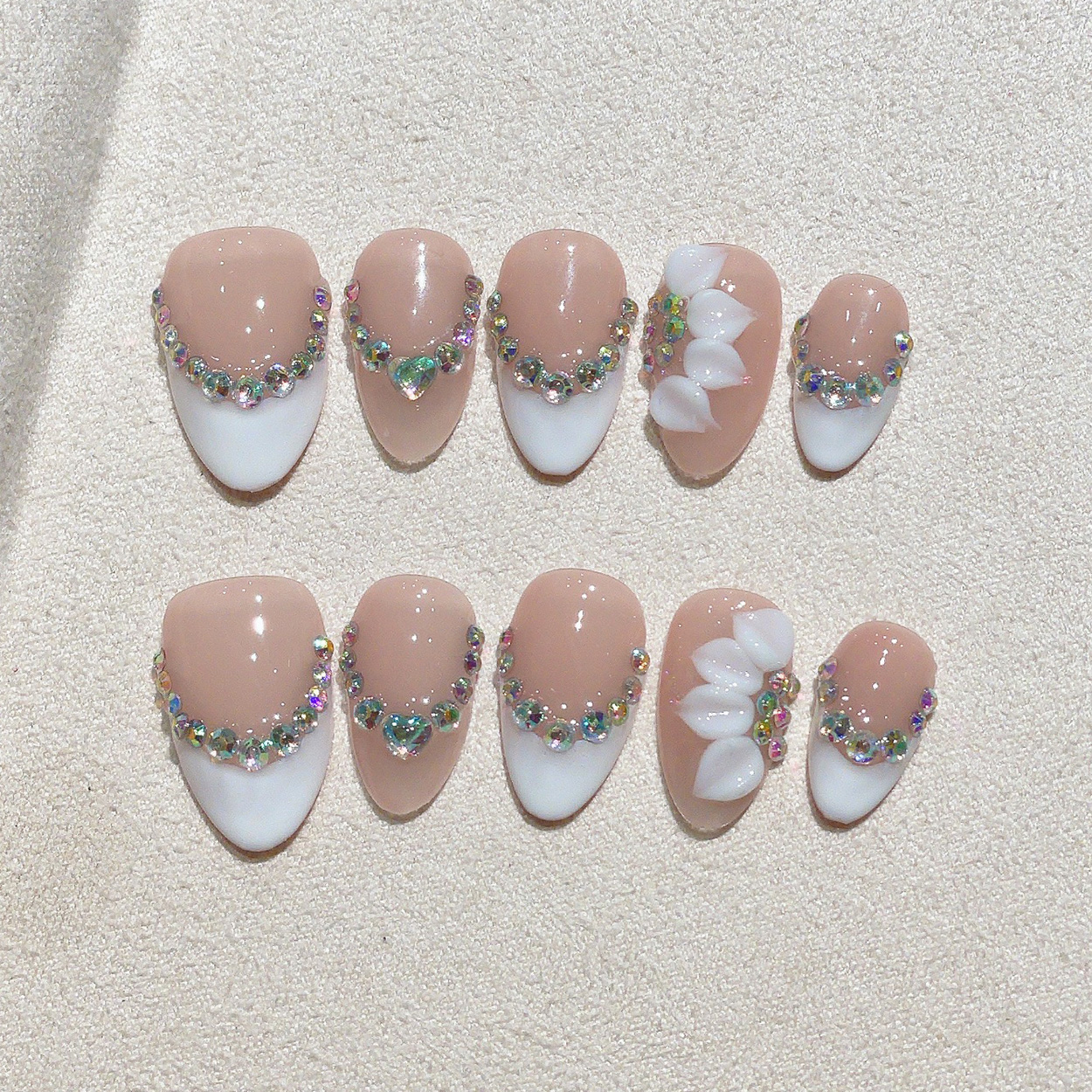 10pcs Short Almond Handmade Pr - огляд і ціна Pressed Flower Art