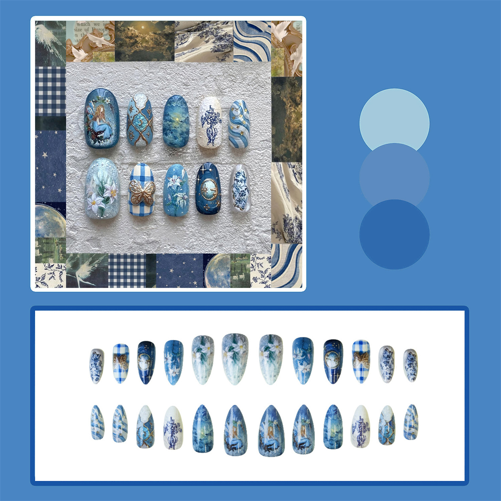 24pcs Vintage Garden Fake Nail - огляд і ціна Pressed Flower Art