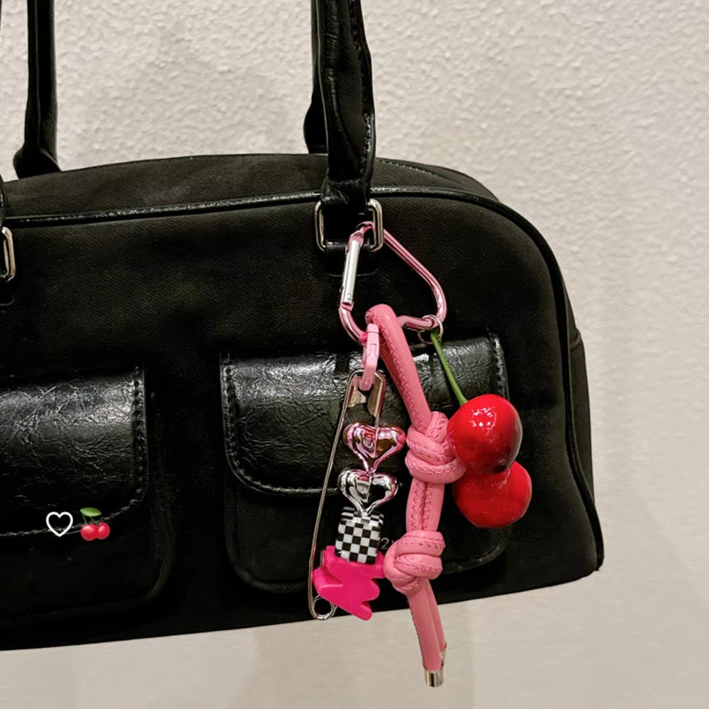 Y2k Cute Cherry Alphabet PU Le - огляд і ціна Monogram Keychain Leather