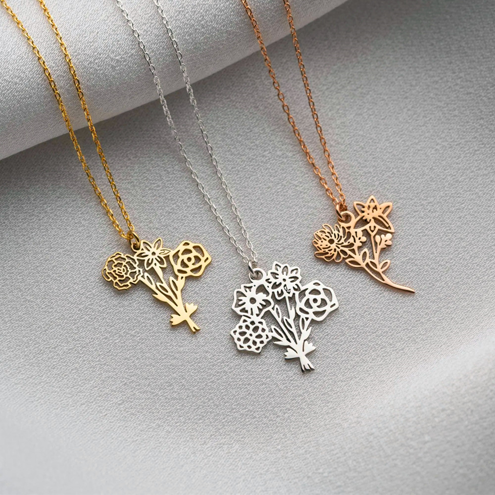 Personalized Birth Flower Bouq - огляд і ціна Birth Flower Necklace