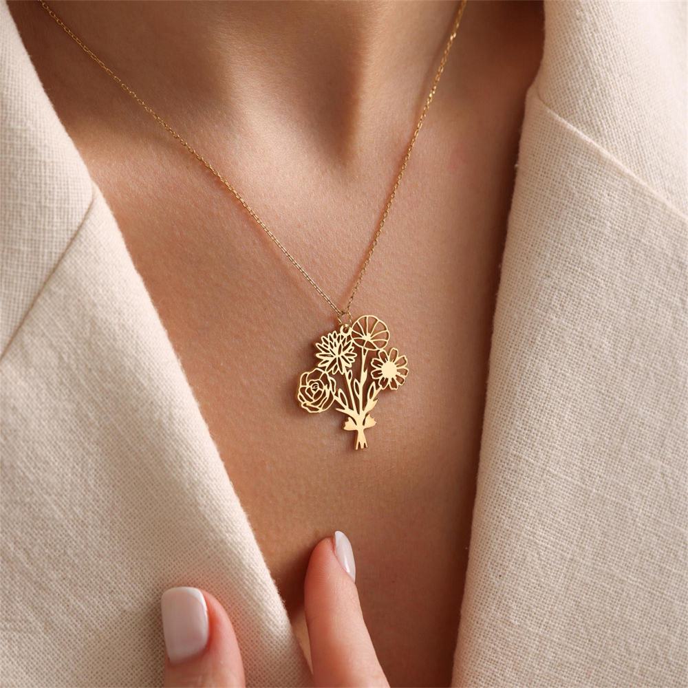 Personalized Birth Flower Bouq - огляд і ціна Birth Flower Necklace