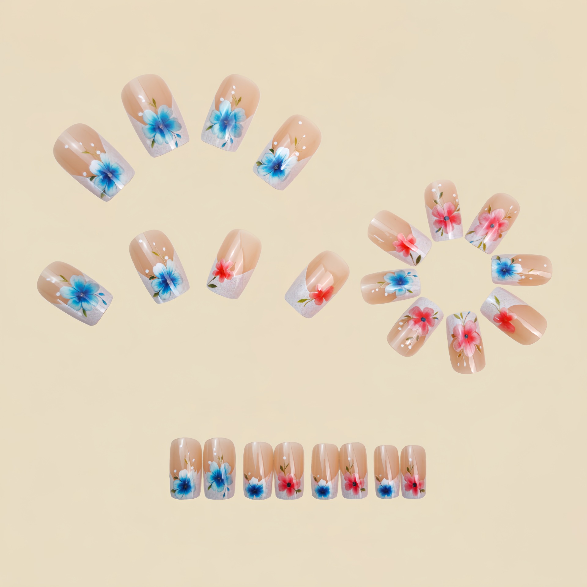 Short Medium fake nails for wo - огляд і ціна Pressed Flower Art