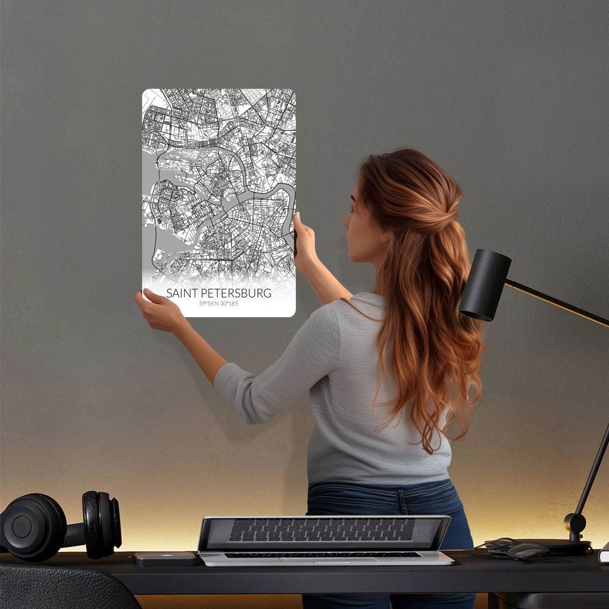 Saint Petersburg White Map Tin - огляд і ціна Custom Map Poster