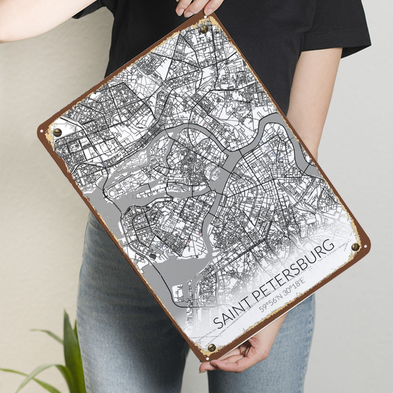 Saint Petersburg White Map Tin - огляд і ціна Custom Map Poster