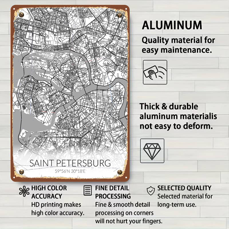 Saint Petersburg White Map Tin - огляд і ціна Custom Map Poster