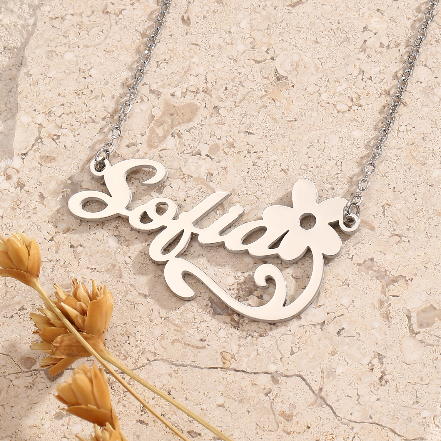 Stainless Steel Flower Letter  - огляд і ціна Name Necklace Custom