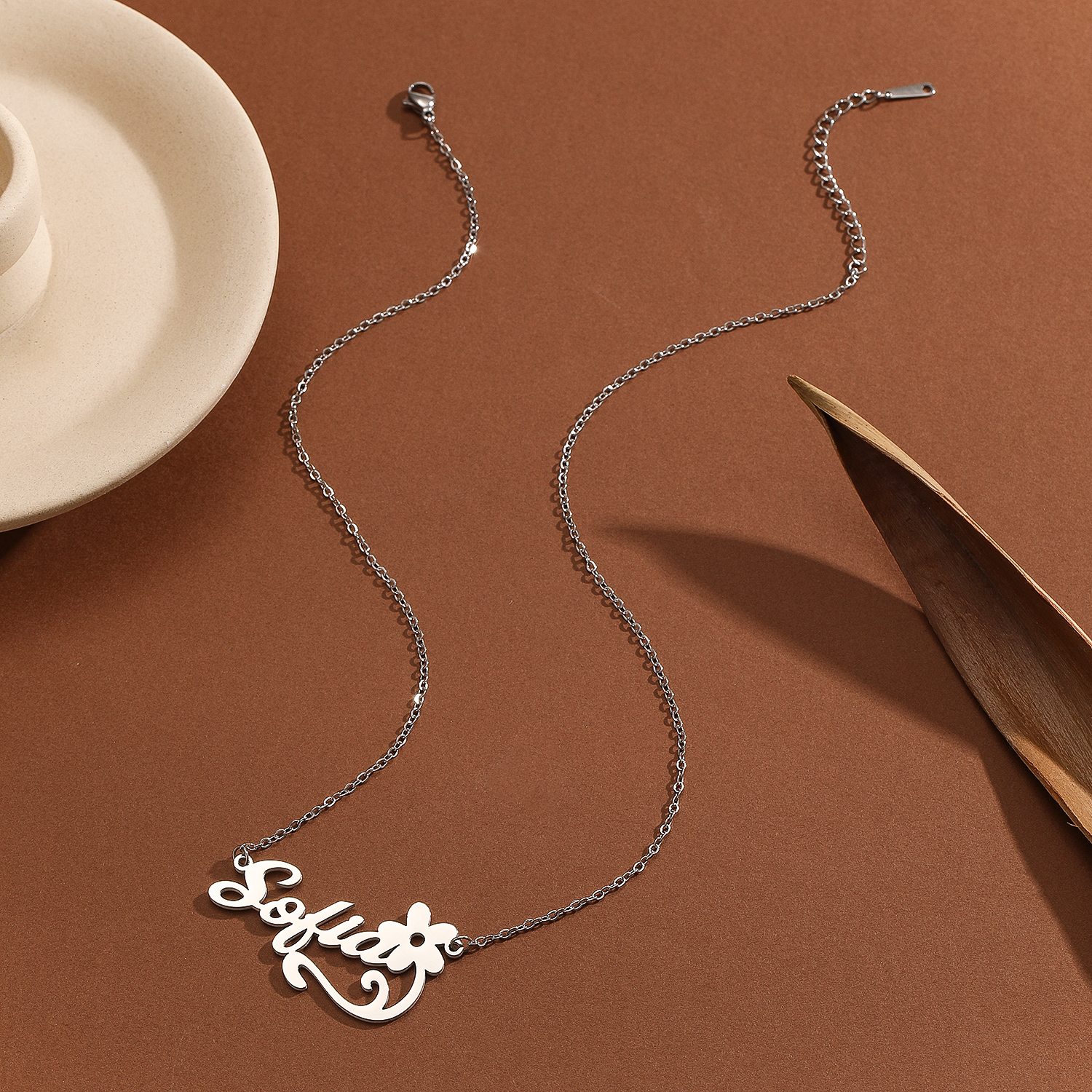 Stainless Steel Flower Letter  - огляд і ціна Name Necklace Custom
