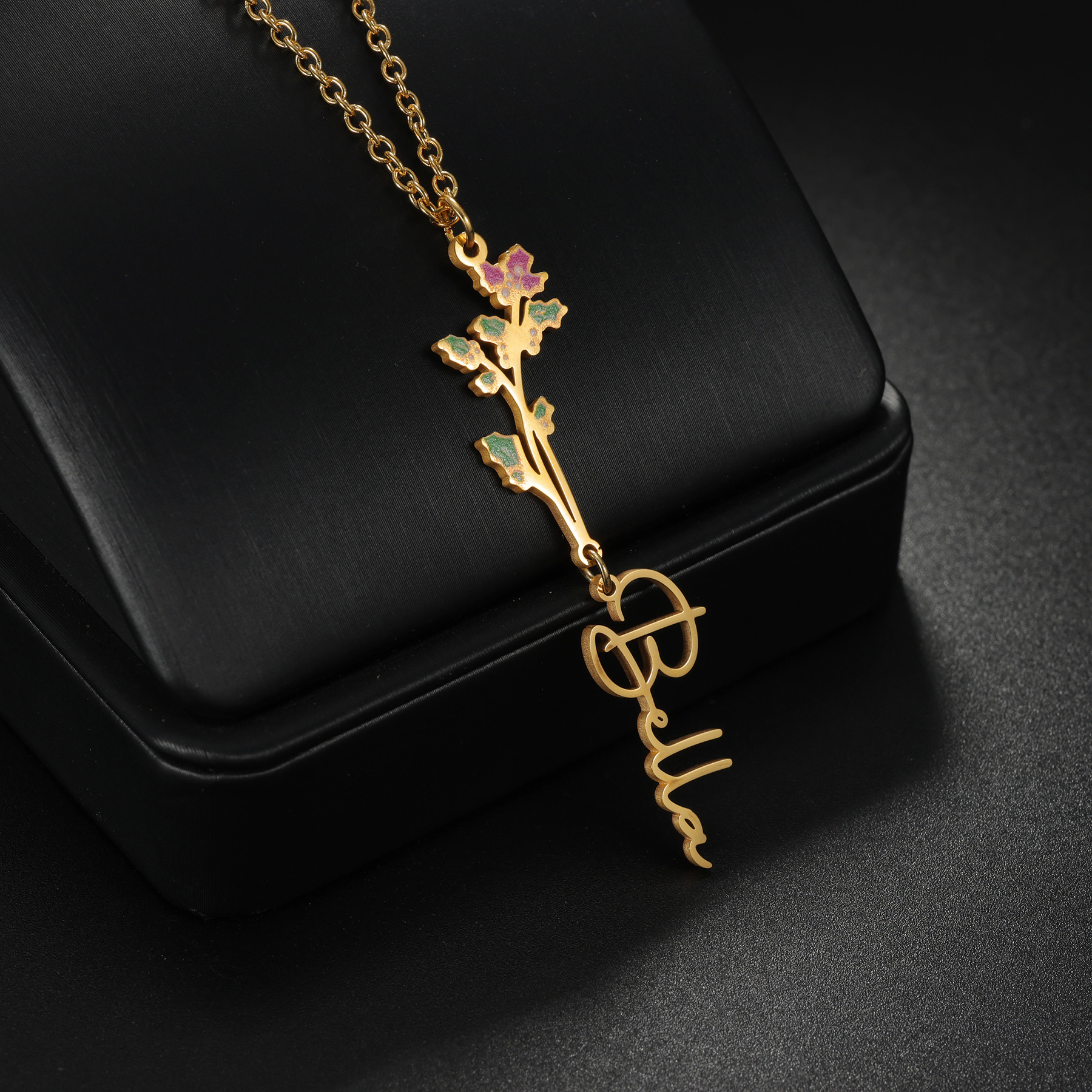 Acheerup Custom Name Necklace  - огляд і ціна Birth Flower Necklace