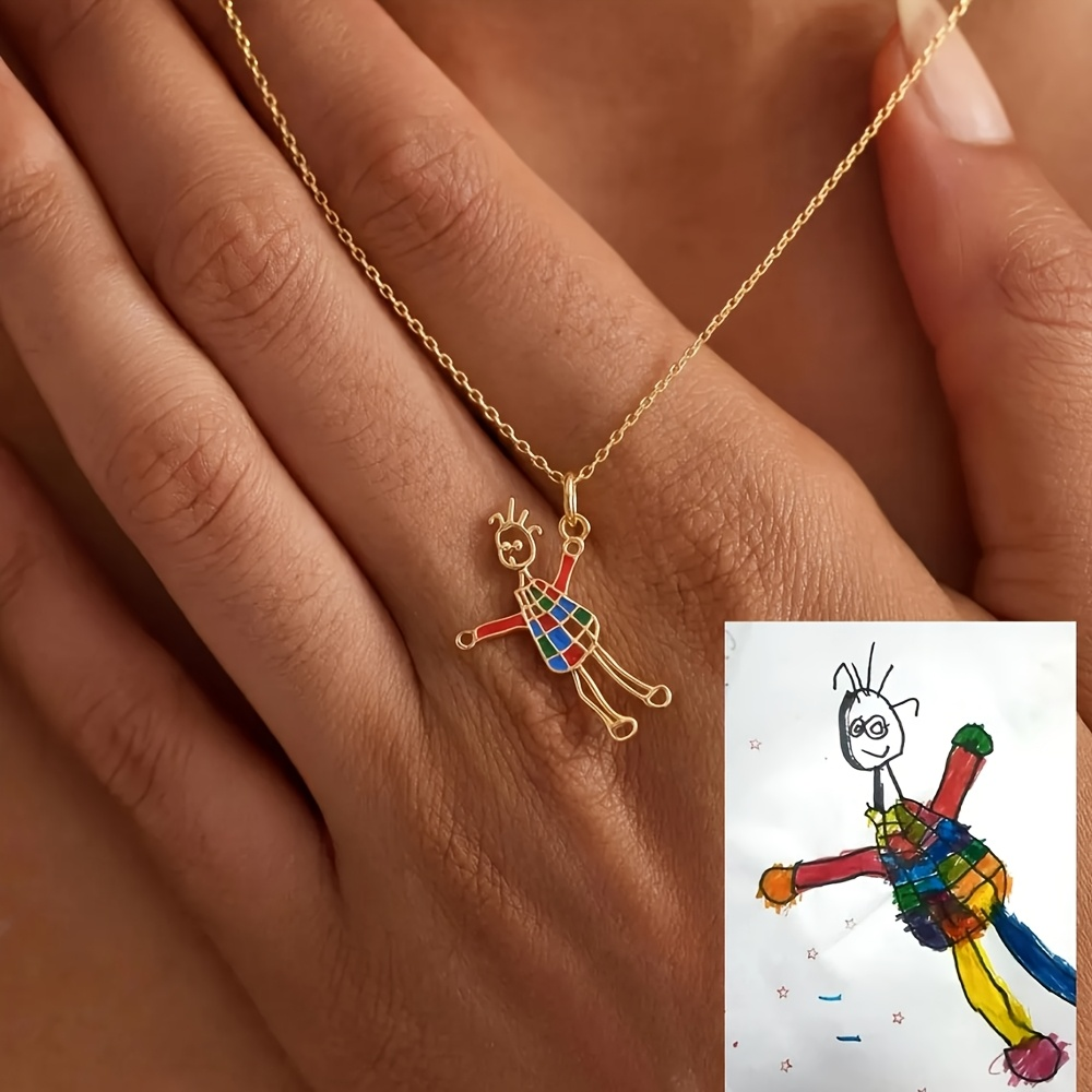 Children's Drawing Making Pend - огляд і ціна Name Necklace Custom