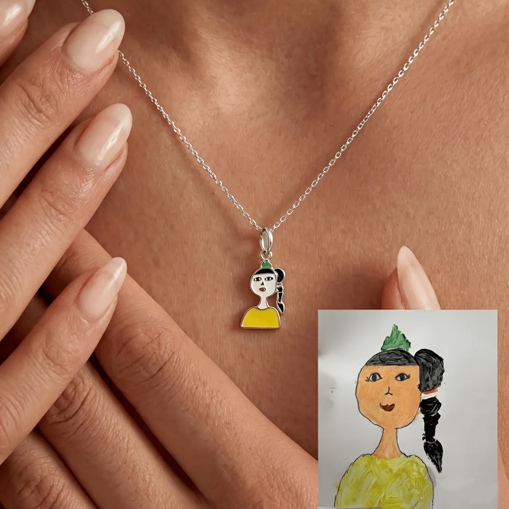 Children's Drawing Making Pend - огляд і ціна Name Necklace Custom