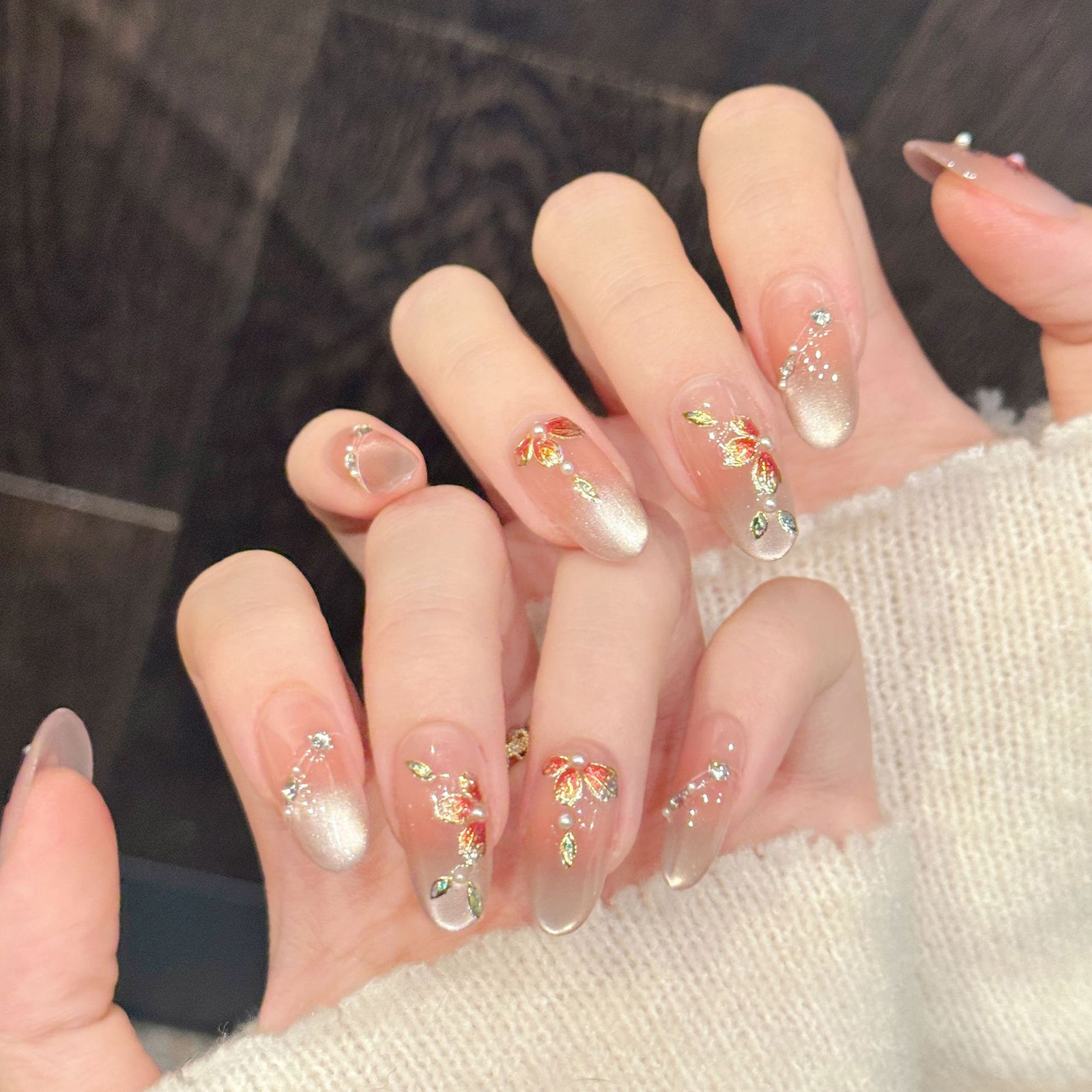 10pcs Handmade Fake Nails Pres - огляд і ціна Pressed Flower Art