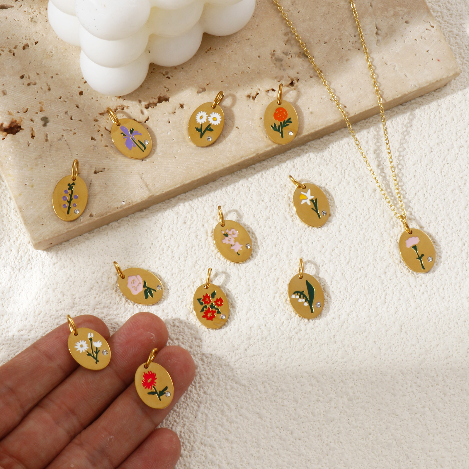 1 Piece 304 Stainless Steel Bi - огляд і ціна Birth Flower Necklace